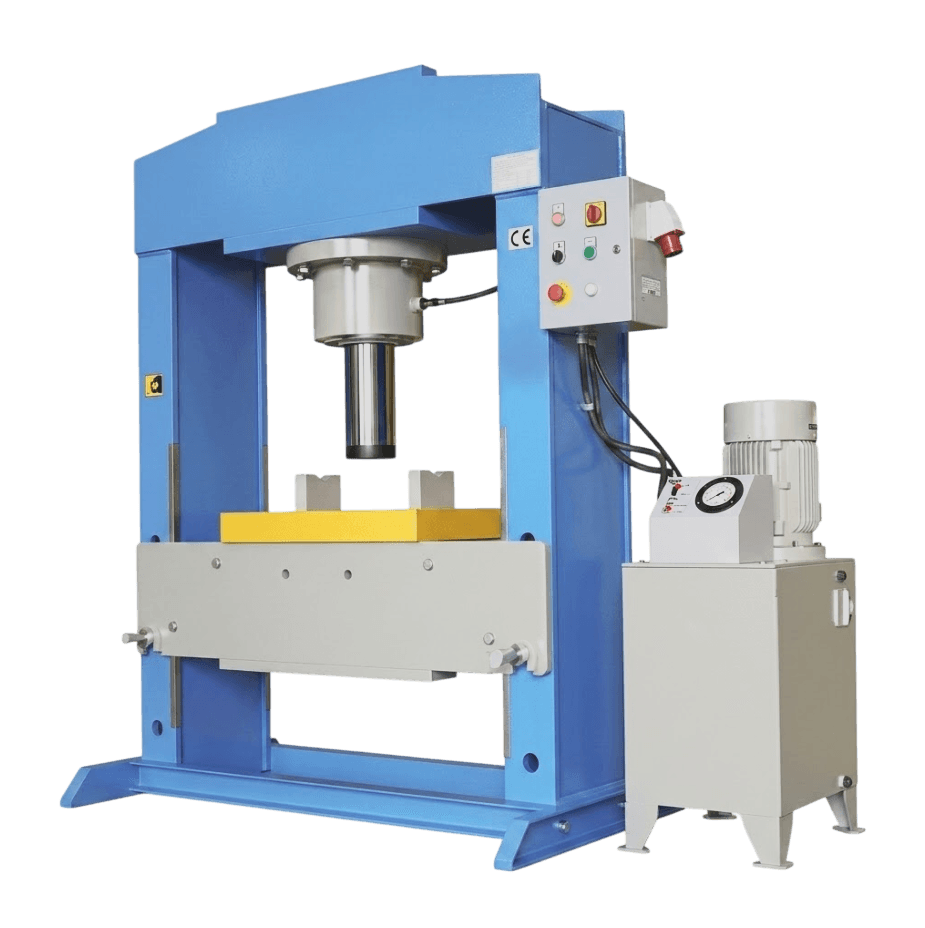 Compact H-frame hydraulic press built in-house