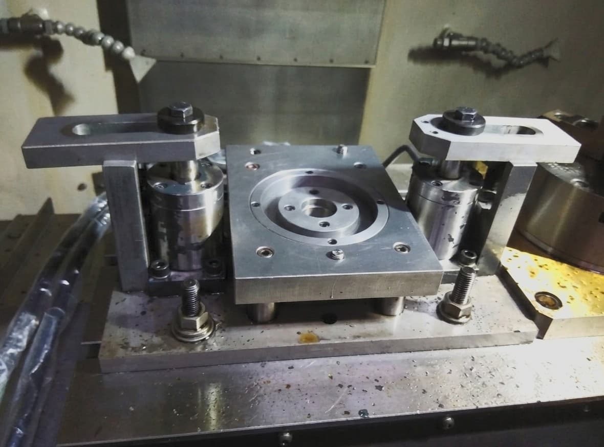 Precision work-holding fixture machined for a vertical machining centre